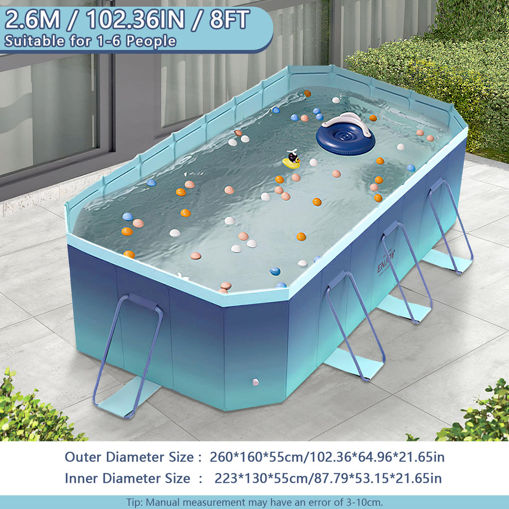 2.6m-3m Foldable Non-Inflatable Kids and Adults Outdoor Swimming Pool 
Summer Water Party Large Family Pool
