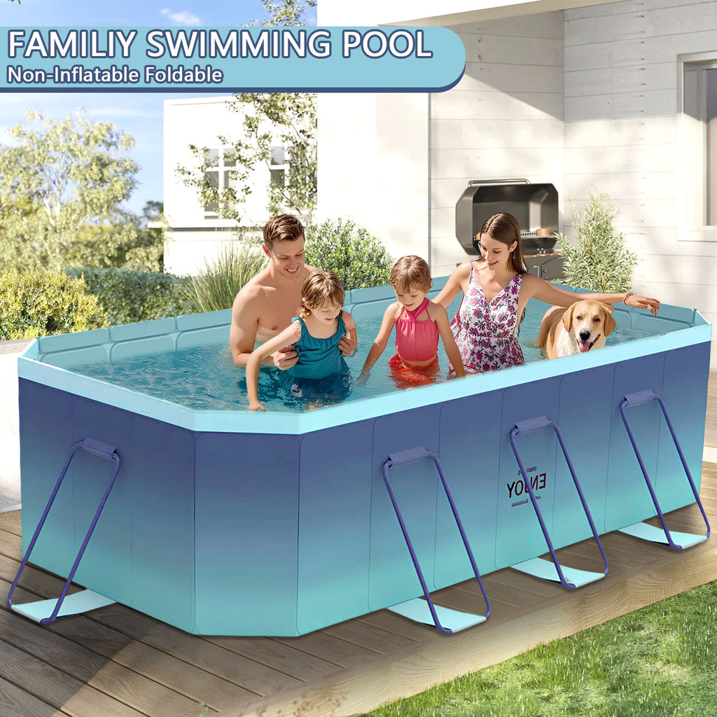 2.6m-3m Foldable Non-Inflatable Kids and Adults Outdoor Swimming Pool 
Summer Water Party Large Family Pool