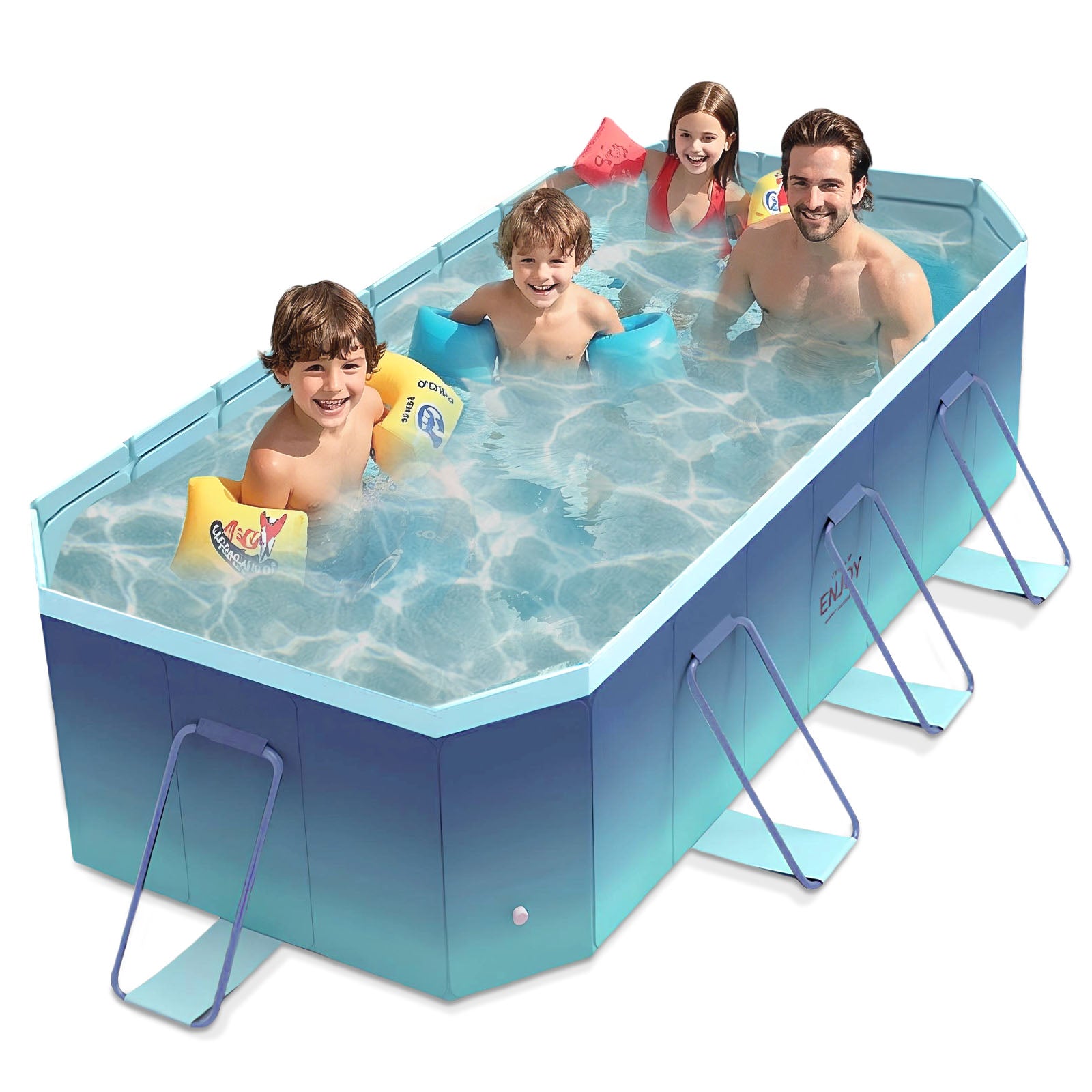 2.6m-3m Foldable Non-Inflatable Kids and Adults Outdoor Swimming Pool 
Summer Water Party Large Family Pool