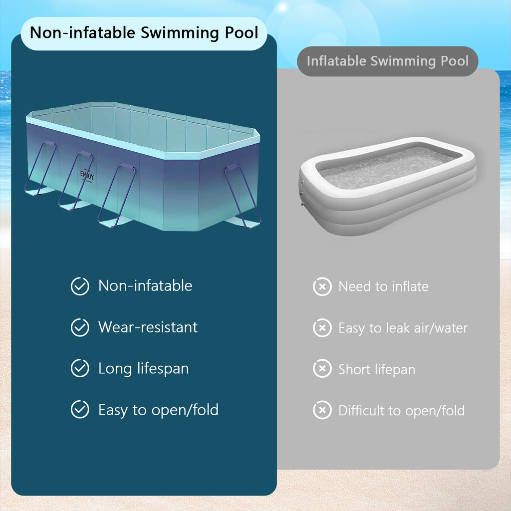 2.6m-3m Foldable Non-Inflatable Kids and Adults Outdoor Swimming Pool 
Summer Water Party Large Family Pool
