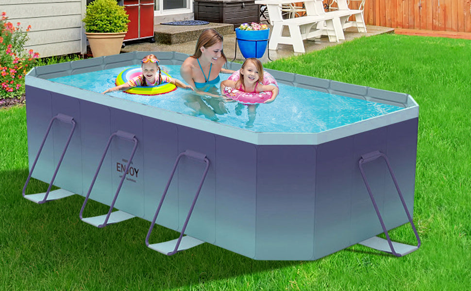 2.6m-3m Foldable Non-Inflatable Kids and Adults Outdoor Swimming Pool 
Summer Water Party Large Family Pool
