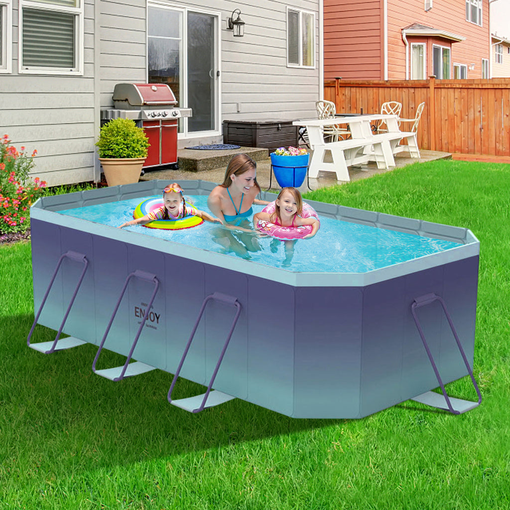 2.6m-3m Foldable Non-Inflatable Kids and Adults Outdoor Swimming Pool 
Summer Water Party Large Family Pool