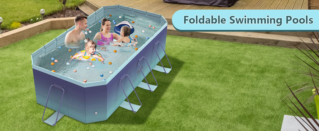 2.6m-3m Foldable Non-Inflatable Kids and Adults Outdoor Swimming Pool 
Summer Water Party Large Family Pool