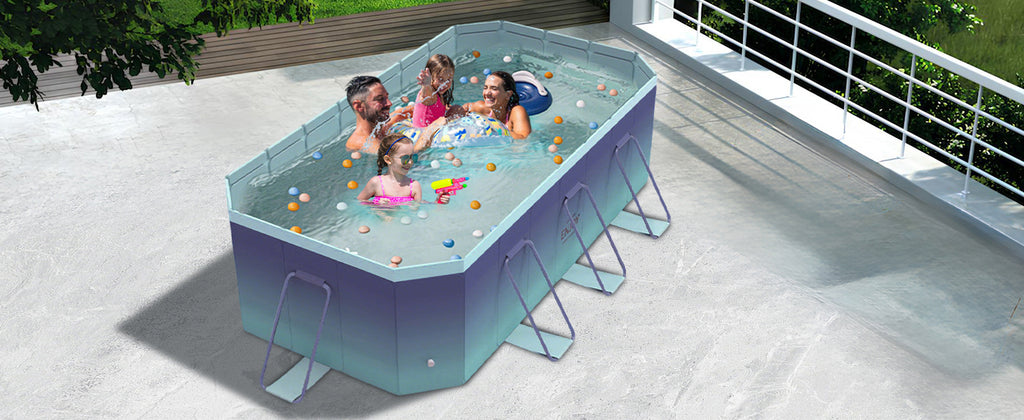 2.6m-3m Foldable Non-Inflatable Kids and Adults Outdoor Swimming Pool 
Summer Water Party Large Family Pool