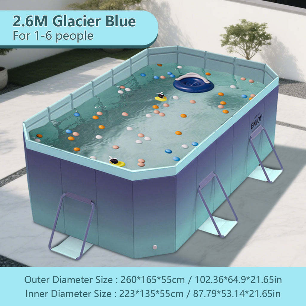 2.6m-3m Foldable Non-Inflatable Kids and Adults Outdoor Swimming Pool 
Summer Water Party Large Family Pool