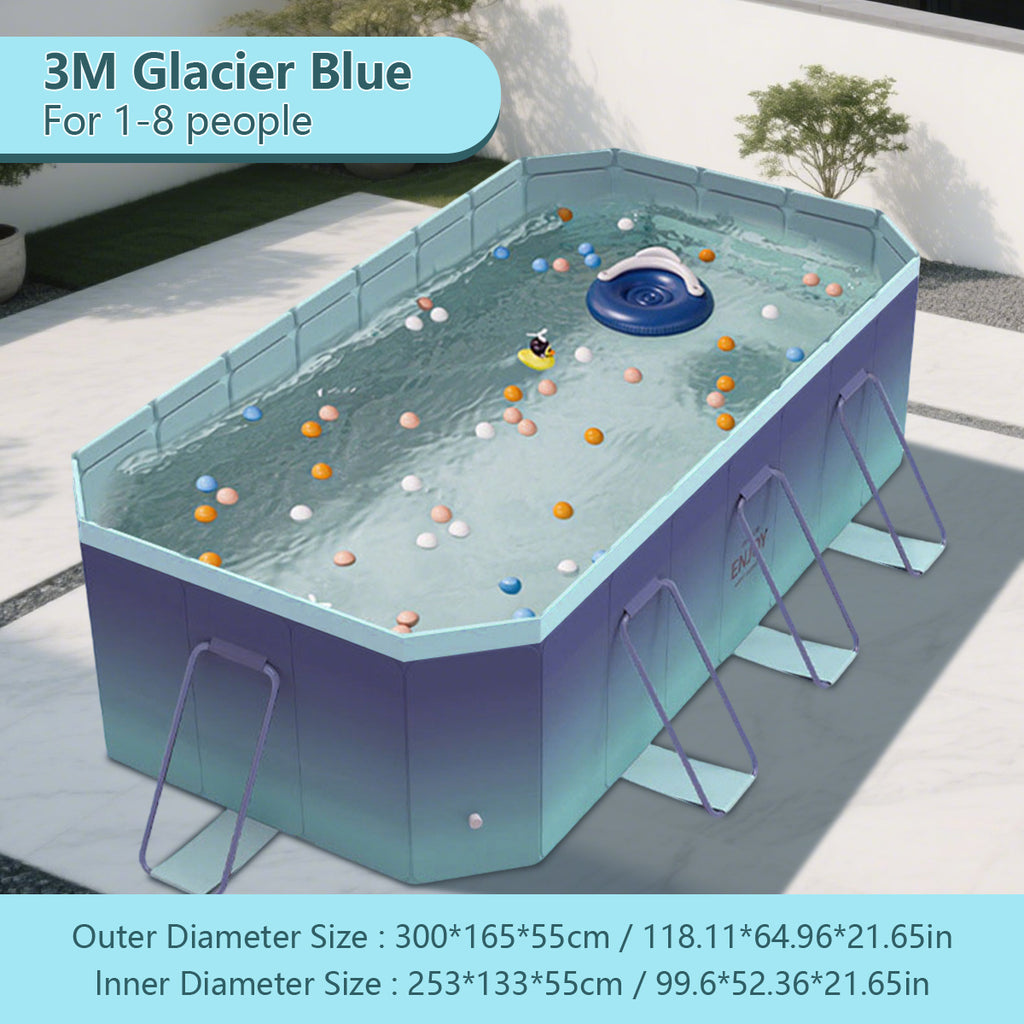 2.6m-3m Foldable Non-Inflatable Kids and Adults Outdoor Swimming Pool 
Summer Water Party Large Family Pool
