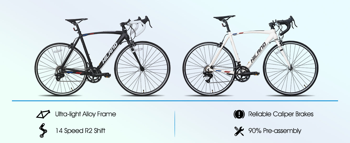 Hiland 700c road bike, 14 speeds, lightweight aluminum frame, racing bike, for men and women