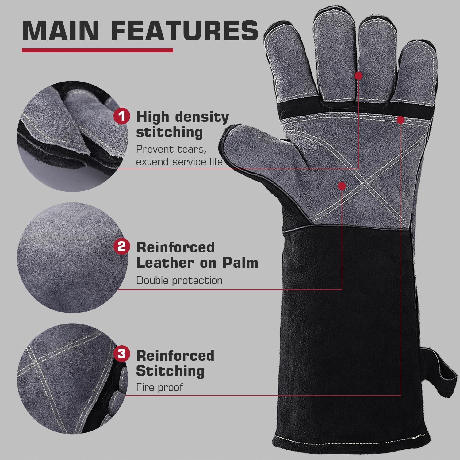 ARCCAPTAIN 16inch Welding Gloves Multifunctional 
Heat Resistant Mig/Stick/Tig Welder