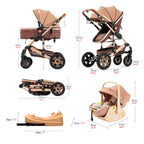 Baby Stroller Combo 
Car Seat Travel System 
for Newborn with Isofix Base,   Baby Carriage 3in1 Reversible Toddler Stroller