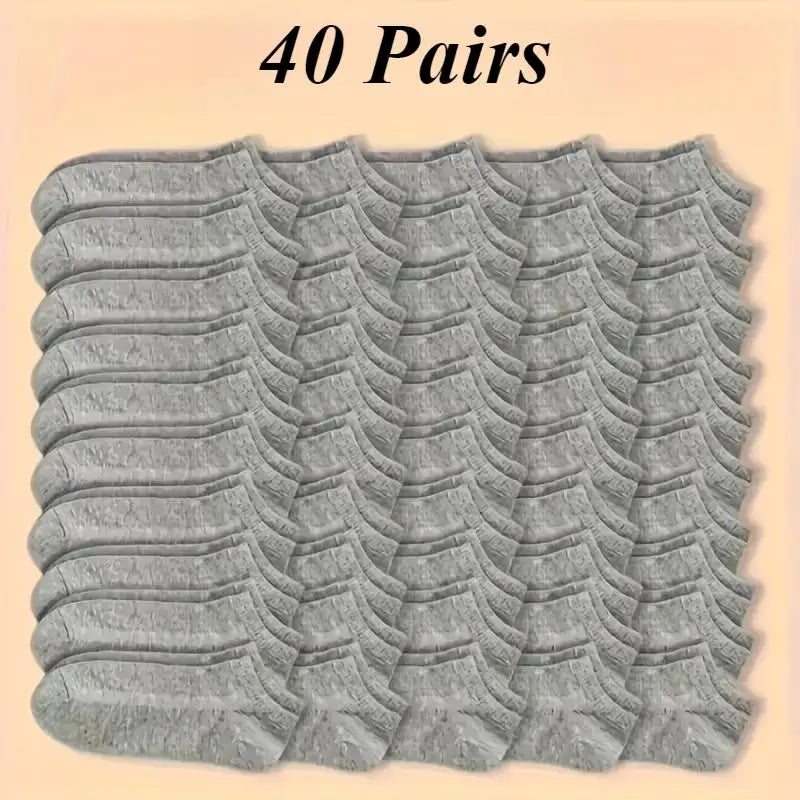 40 Pairs of Simple Black, White, and Gray Socks,
 Elastic, Breathable, and Odor Resistant, Suitable for Outdoor Sports Wear