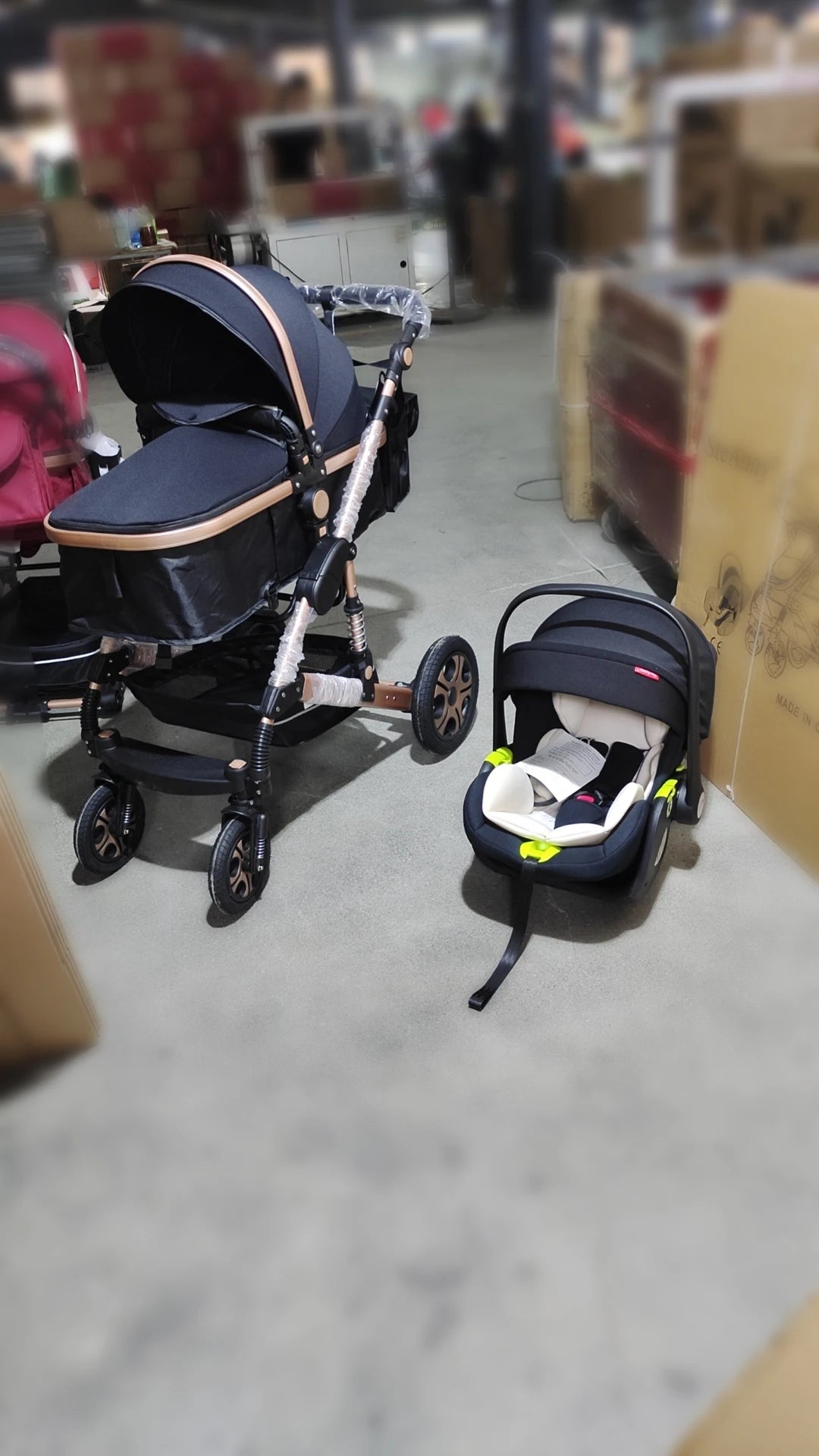 Baby Stroller Combo 
Car Seat Travel System 
for Newborn with Isofix Base,   Baby Carriage 3in1 Reversible Toddler Stroller