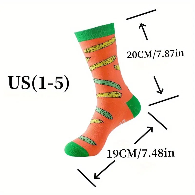1 Pair of Green Pink Kimchi Socks with Fun Pattern 
Design and Soft Fabric, Suitable for Funny Gift Giving, Humorous