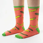 1 Pair of Green Pink Kimchi Socks with Fun Pattern 
Design and Soft Fabric, Suitable for Funny Gift Giving, Humorous