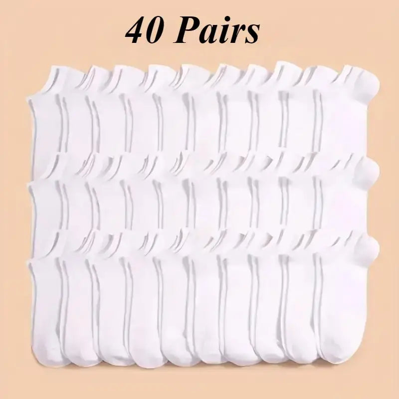 40 Pairs of Simple Black, White, and Gray Socks,
 Elastic, Breathable, and Odor Resistant, Suitable for Outdoor Sports Wear