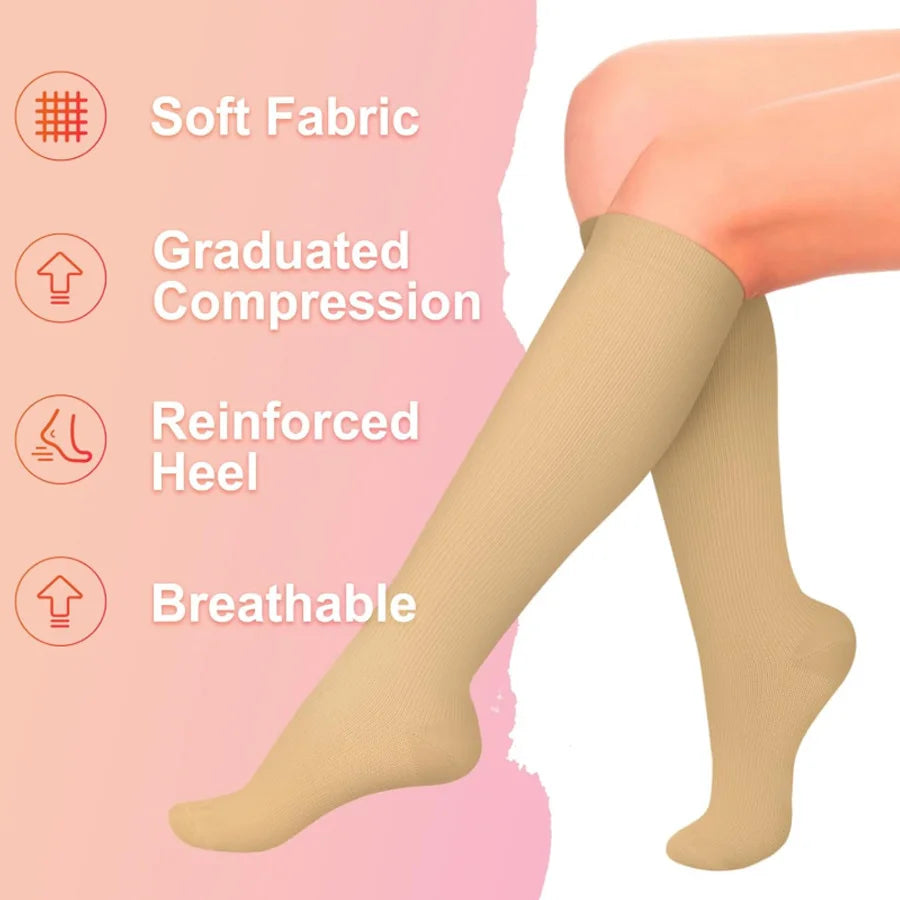 5 Pairs  Compression Socks for Men and Women - 
Breathable Athletic Support for Running, Hiking, and Cycling