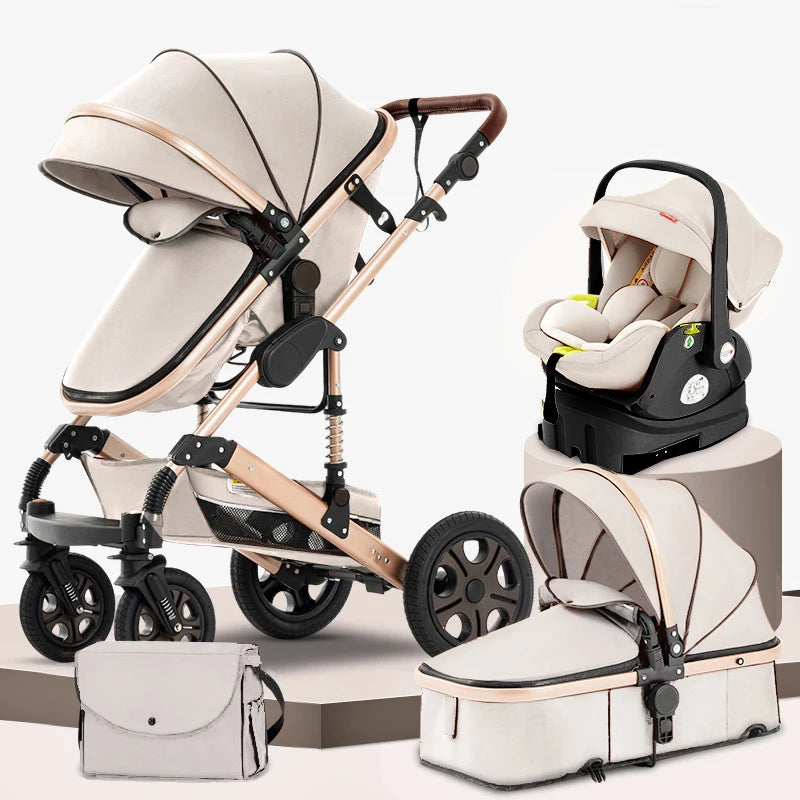 Baby Stroller Combo 
Car Seat Travel System 
for Newborn with Isofix Base,   Baby Carriage 3in1 Reversible Toddler Stroller
