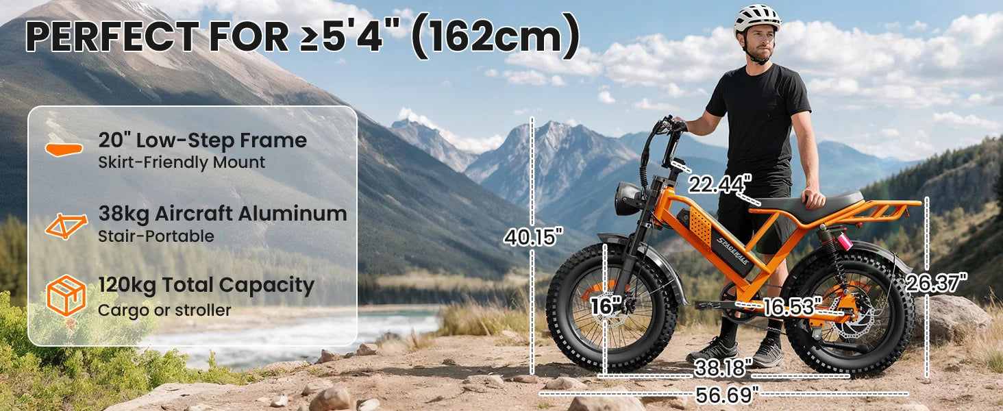 Electric Bike M7 for Teens,20" Ebike,
750W Peak Motor,24.9mph,
48V 15Ah Removable Battery,50 Miles Pure Electric,70 Miles PAS