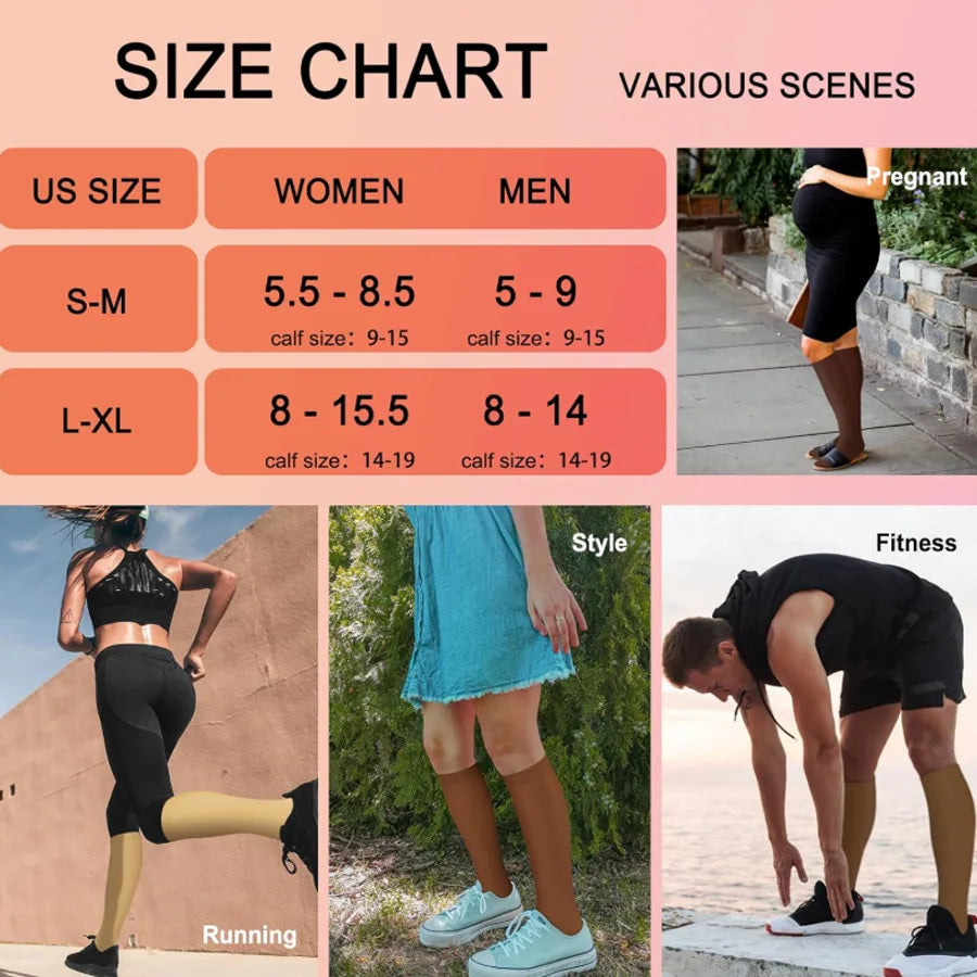 5 Pairs  Compression Socks for Men and Women - 
Breathable Athletic Support for Running, Hiking, and Cycling