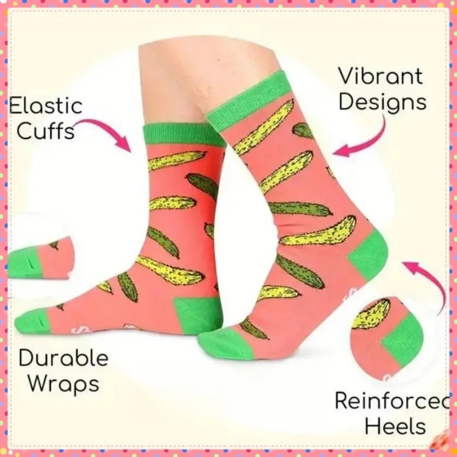 1 Pair of Green Pink Kimchi Socks with Fun Pattern 
Design and Soft Fabric, Suitable for Funny Gift Giving, Humorous