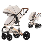 Baby Stroller Combo Car Seat - Infant Pushchair with Carry Cot Foldable Reversible Pram,Travel System with Isofix Base Upto 5lbs