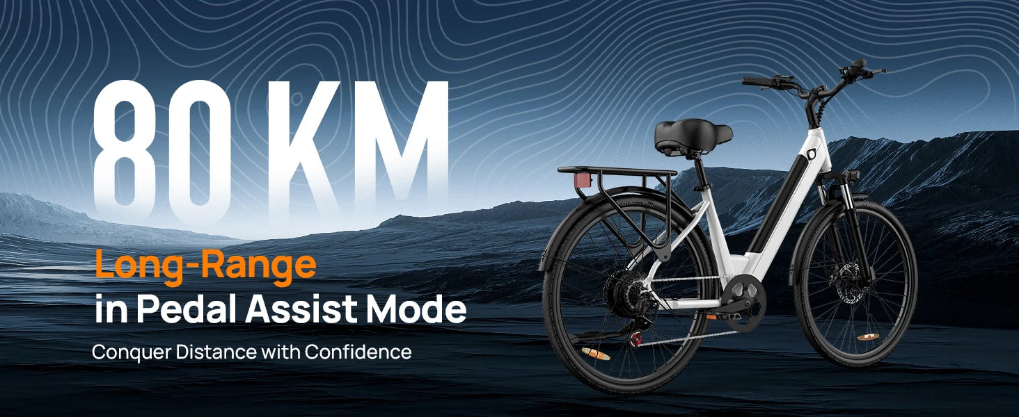 Peak 750W E26 Electric Bike for Adults | 48V 10.4Ah 
Removable Battery, Top Speed 20MPH, 26''X2" Standard Tire, 7-Speeds