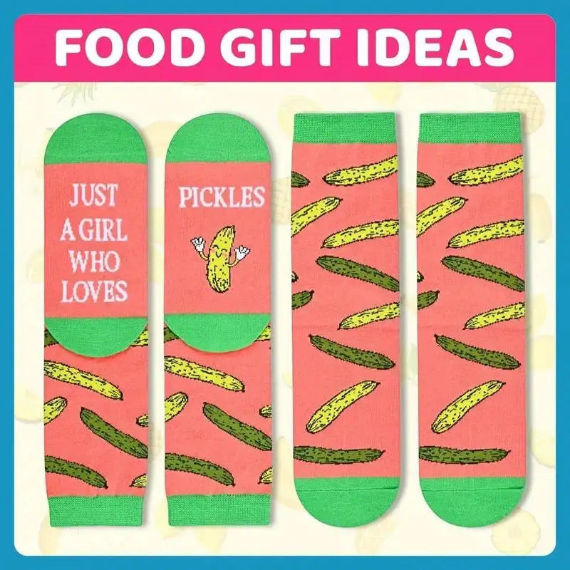 1 Pair of Green Pink Kimchi Socks with Fun Pattern 
Design and Soft Fabric, Suitable for Funny Gift Giving, Humorous