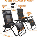 XXL Oversize Recliner , Folding Chair for Camping, 
Patio, Outdoors Zero Gravity Extra Wide Reclining Padded Seats with Sunshade