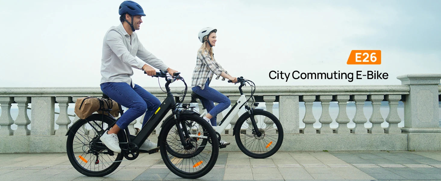 Peak 750W E26 Electric Bike for Adults | 48V 10.4Ah 
Removable Battery, Top Speed 20MPH, 26''X2" Standard Tire, 7-Speeds