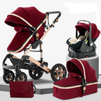 Baby Stroller Combo Car Seat - Infant Pushchair with Carry Cot Foldable Reversible Pram,Travel System with Isofix Base Upto 5lbs