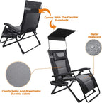 XXL Oversize Recliner , Folding Chair for Camping, 
Patio, Outdoors Zero Gravity Extra Wide Reclining Padded Seats with Sunshade