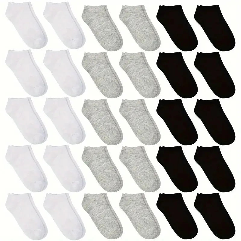 40 Pairs of Simple Black, White, and Gray Socks,
 Elastic, Breathable, and Odor Resistant, Suitable for Outdoor Sports Wear