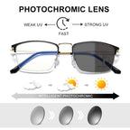 CLLOIO Titanium Alloy Photochromic Reading Glasses Men Progressive Multifocal Glasses Women Anti Blue Light Hyperopia Glasses