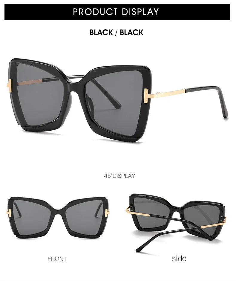 Cat Eye Sunglasses Women Fashion Luxulry Brand Design Retro Glasses Frame For Men Oversized Gradient Eyeglasses Spectacle UV400