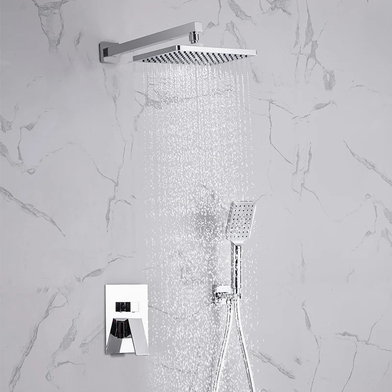 Black Concealed Shower System
Rain Waterfall Bathroom Embedded Shower Faucet Set with Tub Spout