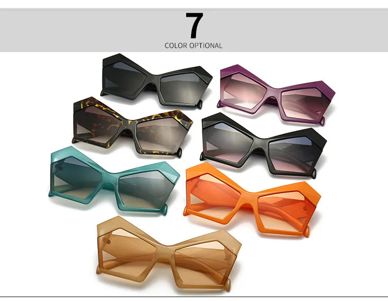 Fashion Oversized Irregular Cat Eye Sunglasses Women 2021 New Luxury Brand Designer Punk Big Frame Glasses Men Shades UV400