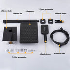 Black Concealed Shower System
Rain Waterfall Bathroom Embedded Shower Faucet Set with Tub Spout