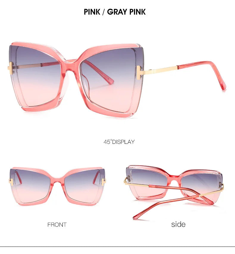 Cat Eye Sunglasses Women Fashion Luxulry Brand Design Retro Glasses Frame For Men Oversized Gradient Eyeglasses Spectacle UV400
