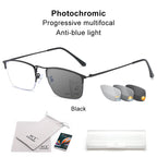 CLLOIO Titanium Alloy Photochromic Reading Glasses Men Progressive Multifocal Glasses Women Anti Blue Light Hyperopia Glasses