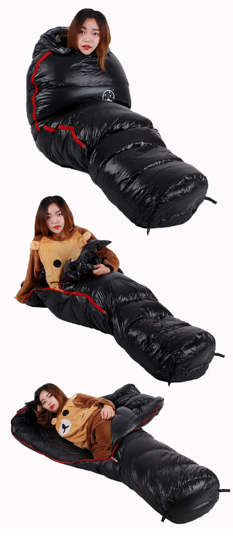 Very Warm White Goose Down Filled Adult Mummy Style Sleeping Bag 
Fit for Winter Thermal 4 Kinds of Thickness Camping Travel