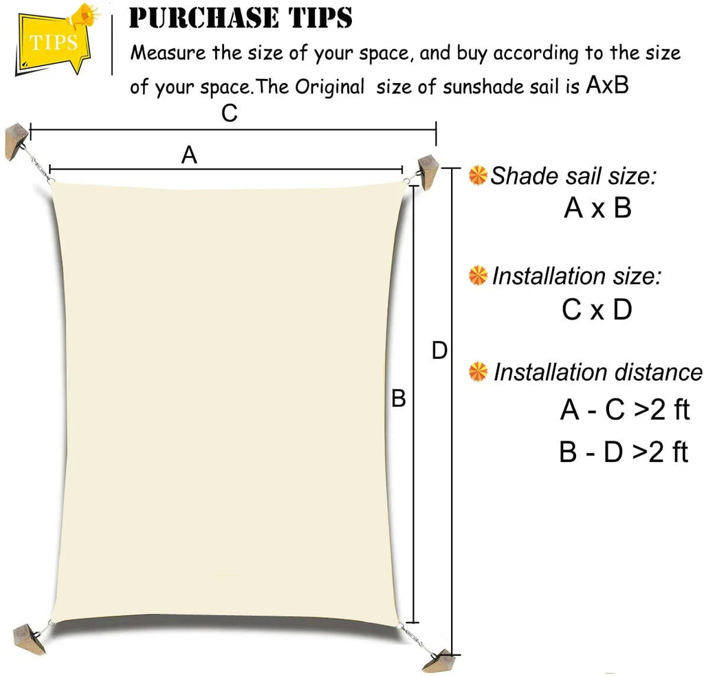 Sun Shade Sail Outdoor Canopy 6/5/4/3M UV Block Shade Cloth Sunscreen Awning with Free Ropes for Garden Patio Pool Cover Shelter