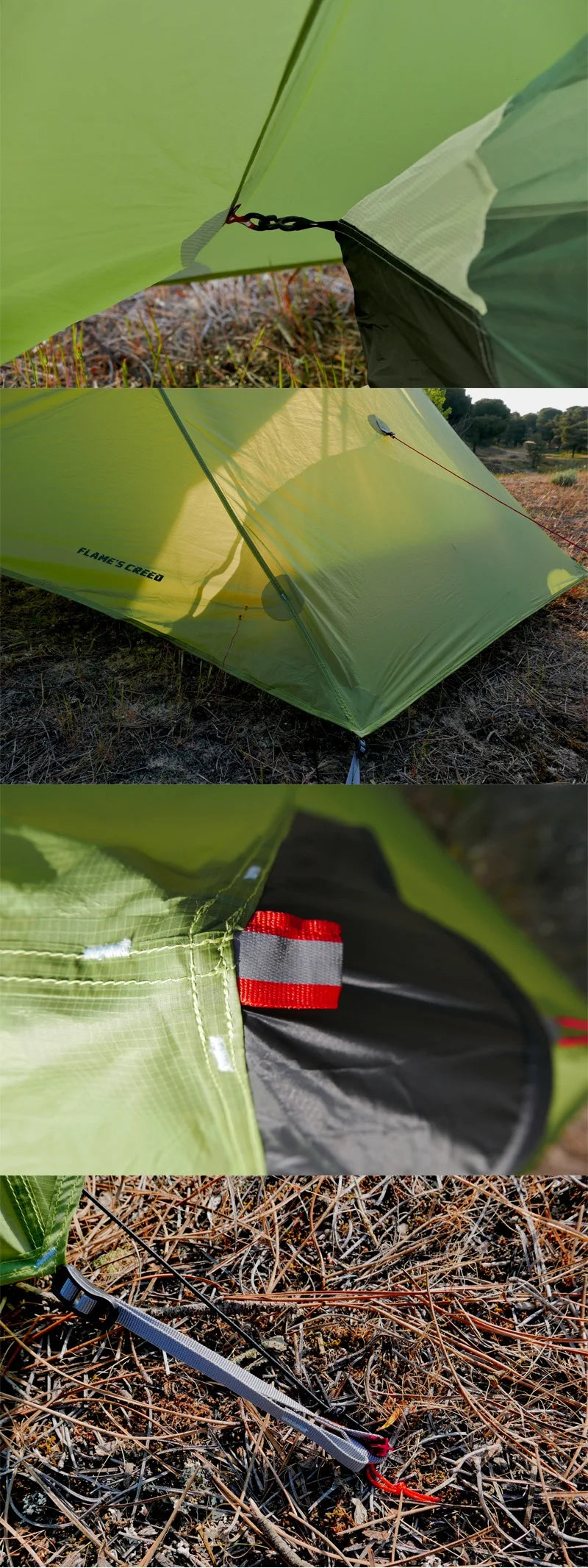 2021 FLAME'S CREED LanShan 2 Person Outdoor Ultralight Camping Tent 3 Season Professional 15D Silnylon Rodless Tent