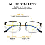 CLLOIO Titanium Alloy Photochromic Reading Glasses Men Progressive Multifocal Glasses Women Anti Blue Light Hyperopia Glasses