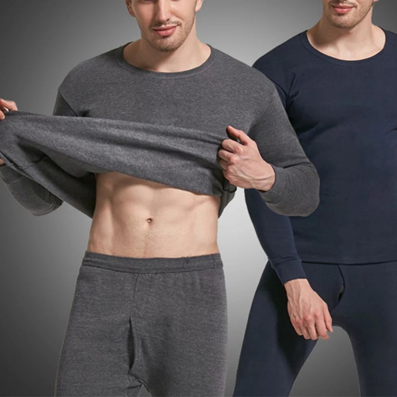 Men'S Winter Plus Velvet Thermal Underwear Suit 
Sports Windproof Thickened Thermal Ski  Suit Jacket + Pants