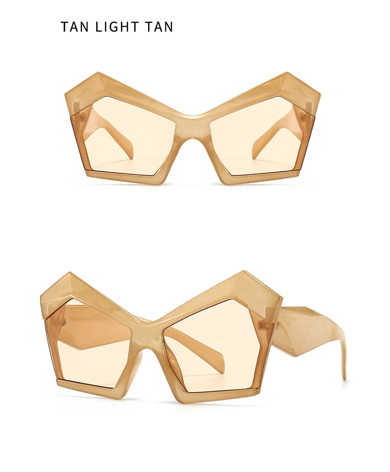 Fashion Oversized Irregular Cat Eye Sunglasses Women 2021 New Luxury Brand Designer Punk Big Frame Glasses Men Shades UV400