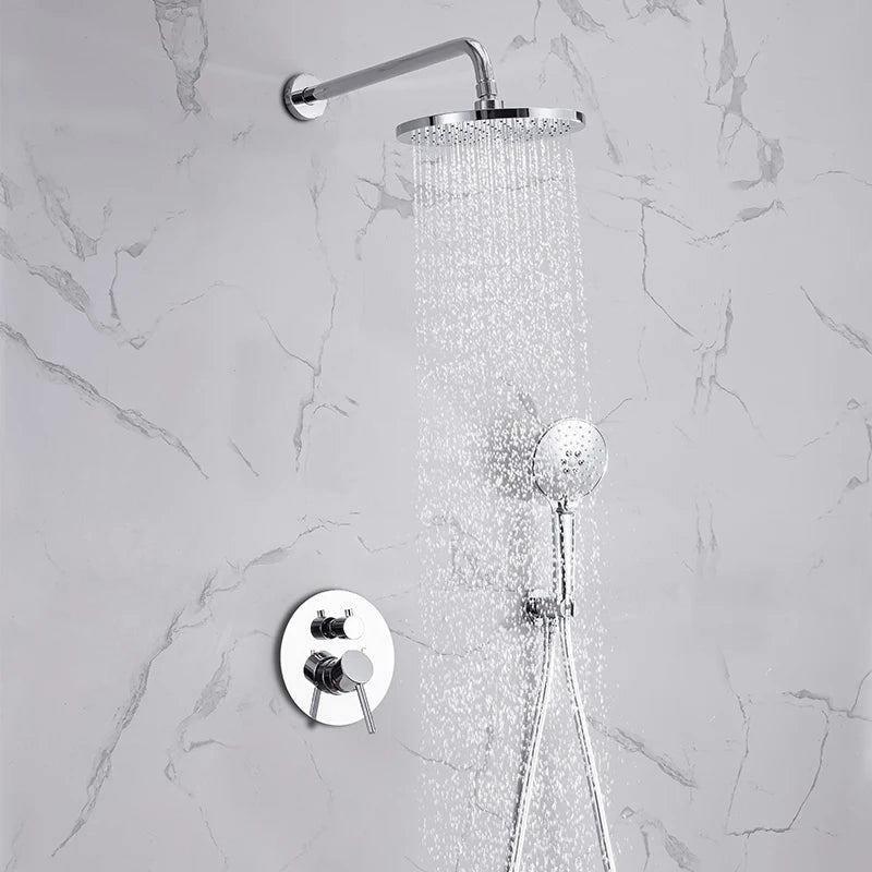 Black Concealed Shower System
Rain Waterfall Bathroom Embedded Shower Faucet Set with Tub Spout