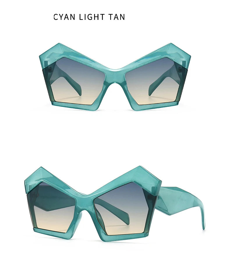 Fashion Oversized Irregular Cat Eye Sunglasses Women 2021 New Luxury Brand Designer Punk Big Frame Glasses Men Shades UV400
