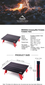 Widesea Camping Mini Portable Foldable Table
Outdoor Picnic Barbecue 
Tableware Ultra Light , bed desk