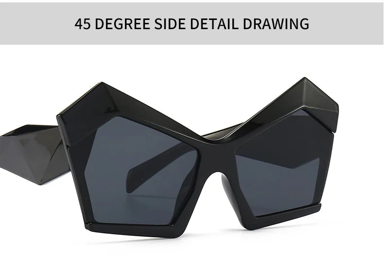 Fashion Oversized Irregular Cat Eye Sunglasses Women 2021 New Luxury Brand Designer Punk Big Frame Glasses Men Shades UV400