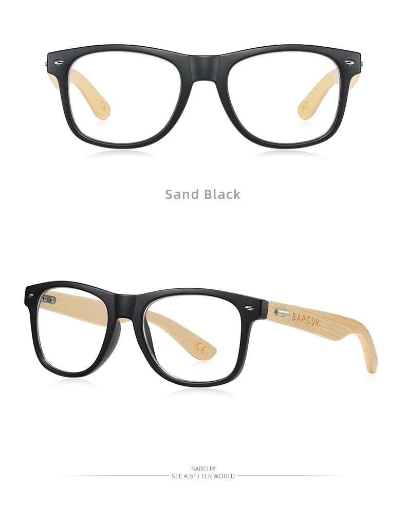BARCUR Polarized Man Sunglasses Bamboo Sun Glasses for Women Wood UV400 Eyewear Oculos Blue Light Blocking Glasses