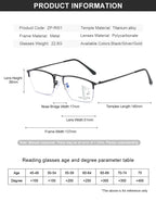 CLLOIO Titanium Alloy Photochromic Reading Glasses Men Progressive Multifocal Glasses Women Anti Blue Light Hyperopia Glasses